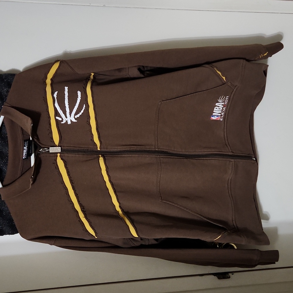 NBA Elevation Brown Full Zip Claw Mark Design Collar Sweater Vintage Y2K